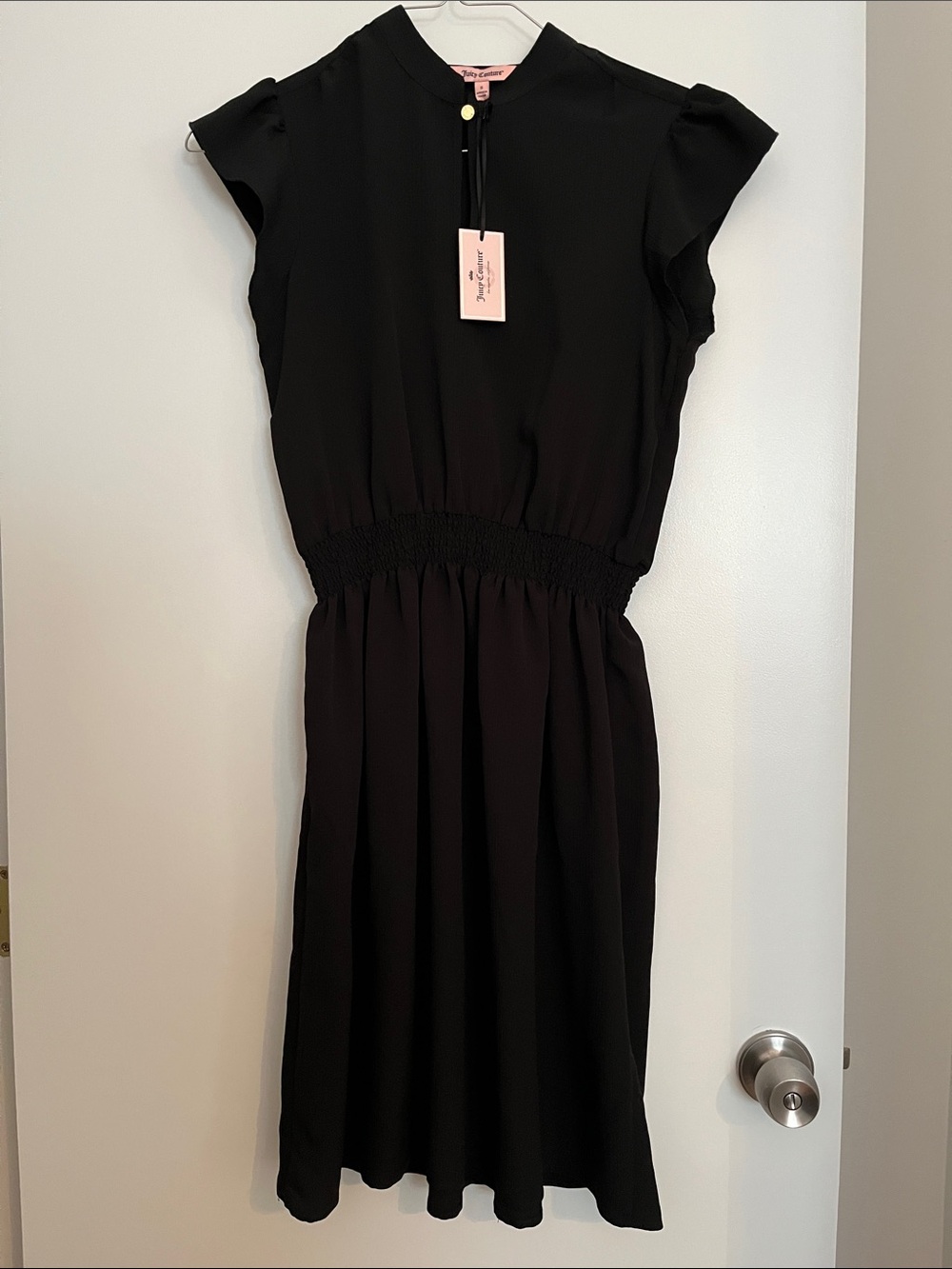 Juicy Couture Black Midi Dress with Mock Neck